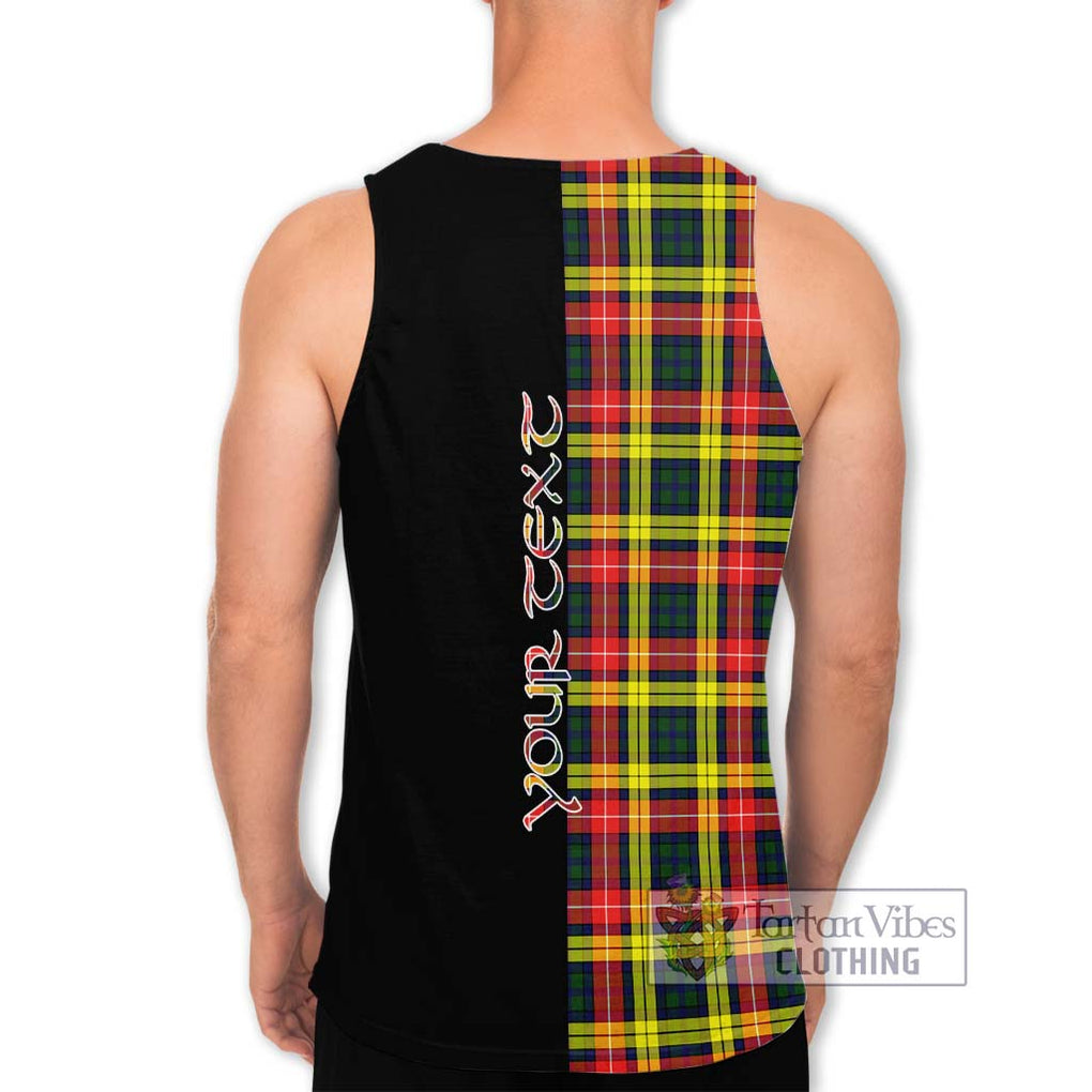 Buchanan Modern Tartan Men's Tank Top with Family Crest and Half Of Me Style - Tartanvibesclothing Shop