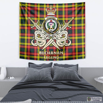 Buchanan Modern Tartan Tapestry with Clan Crest and the Golden Sword of Courageous Legacy