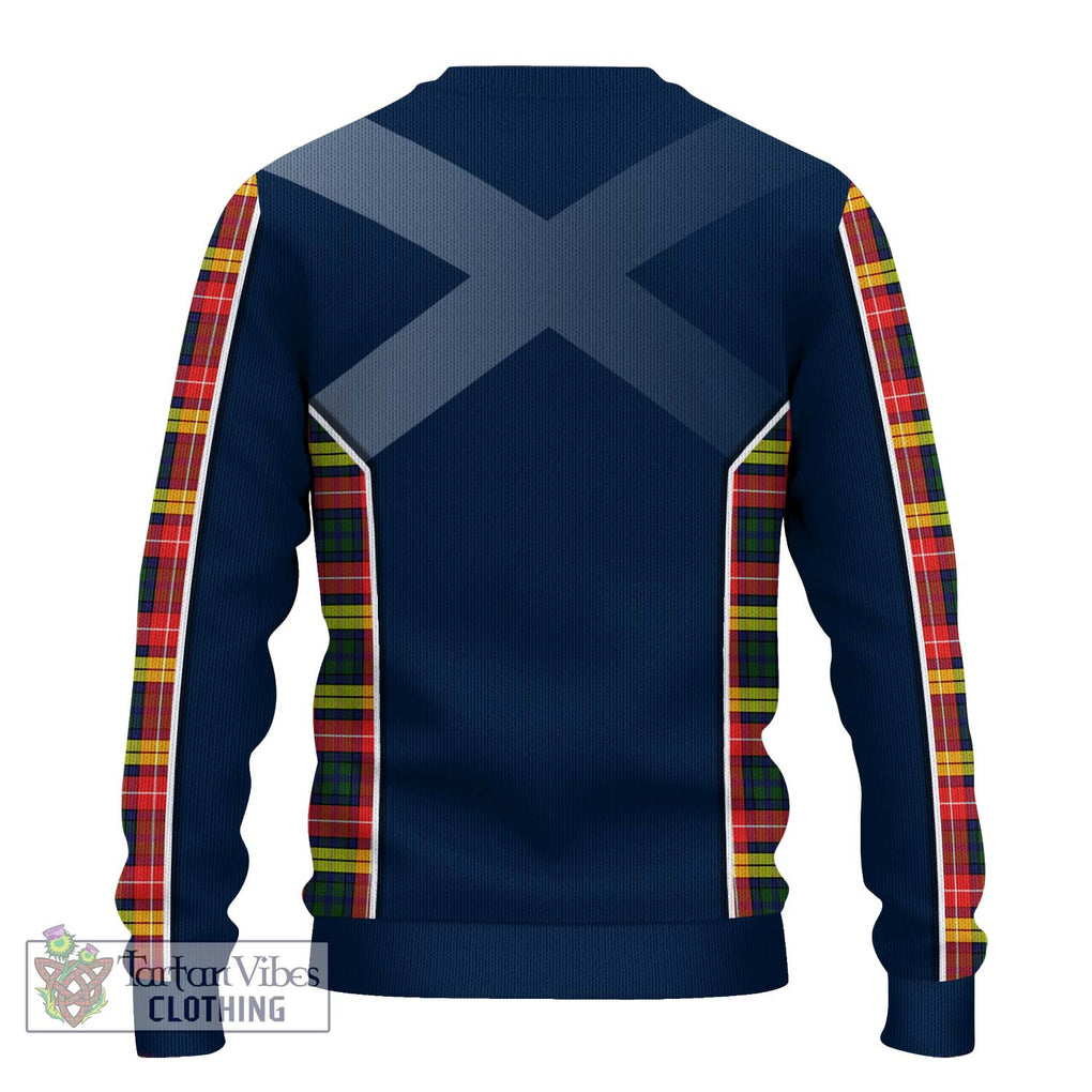 Buchanan Modern Tartan Knitted Sweater with Family Crest and Lion Rampant Vibes Sport Style - Tartan Vibes Clothing