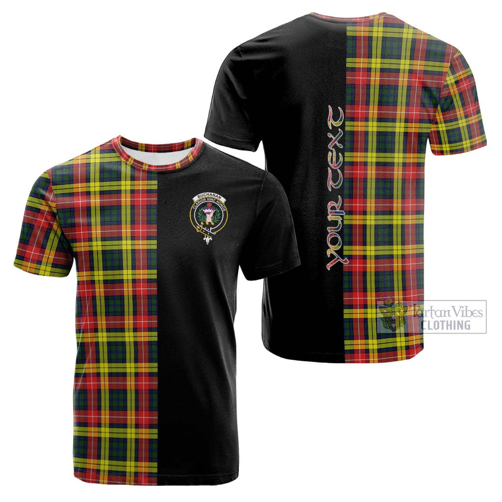 Tartan Vibes Clothing Buchanan Modern Tartan Cotton T-shirt with Family Crest and Half Of Me Style