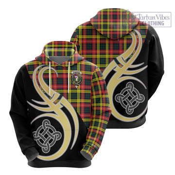 Buchanan Modern Tartan Hoodie with Family Crest and Celtic Symbol Style