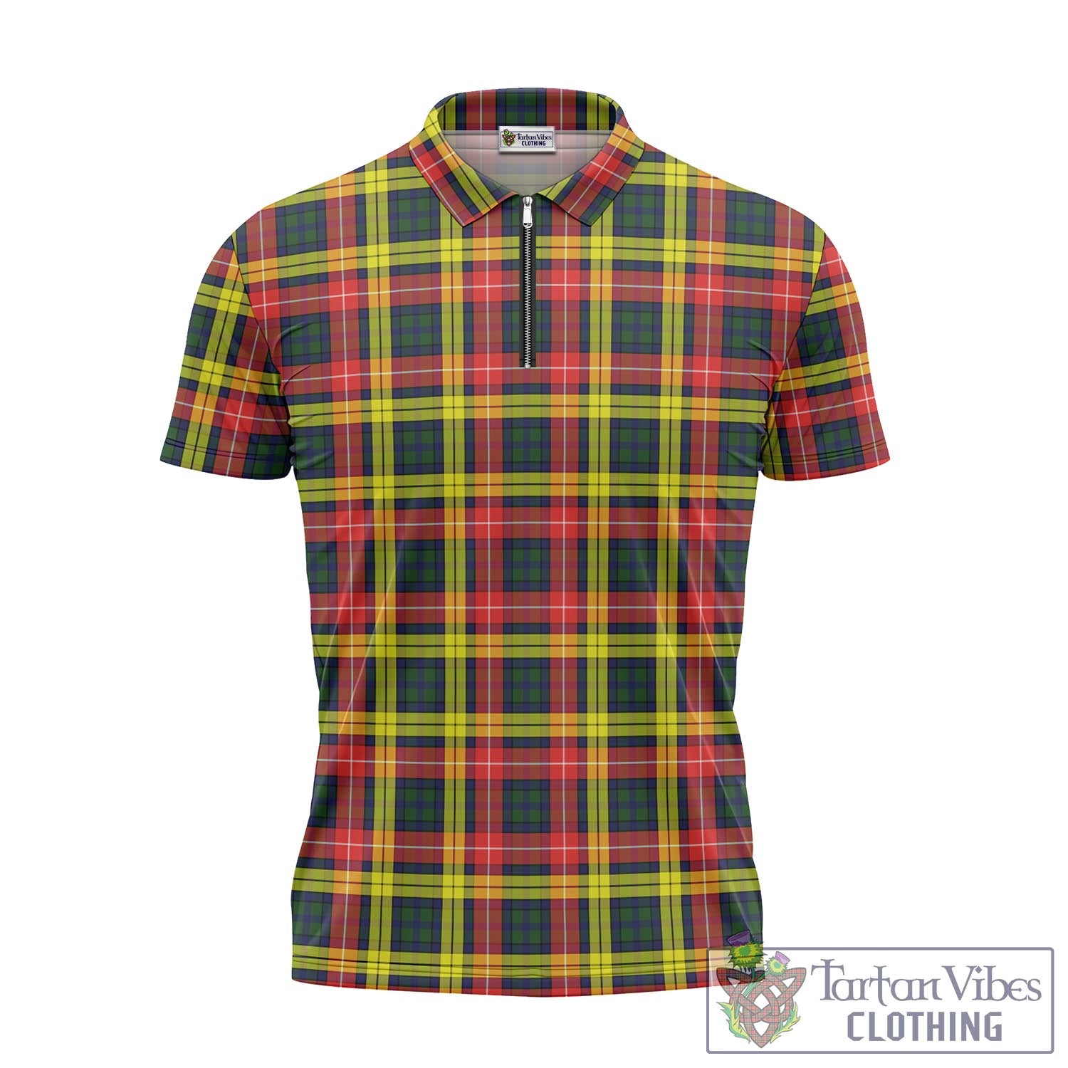 Tartan Vibes Clothing Buchanan Modern Tartan Zipper Polo Shirt