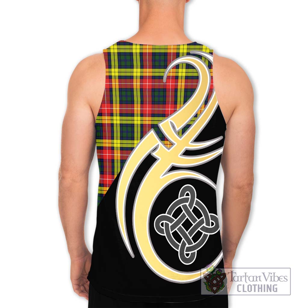 Buchanan Modern Tartan Men's Tank Top with Family Crest and Celtic Symbol Style - Tartan Vibes Clothing