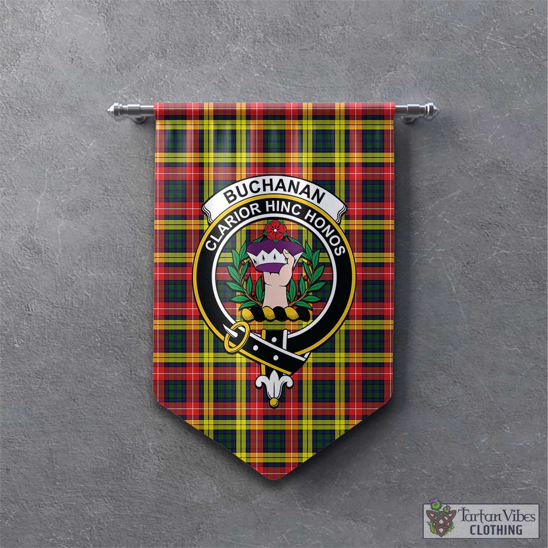 Tartan Vibes Clothing Buchanan Modern Tartan Gonfalon, Tartan Banner with Family Crest