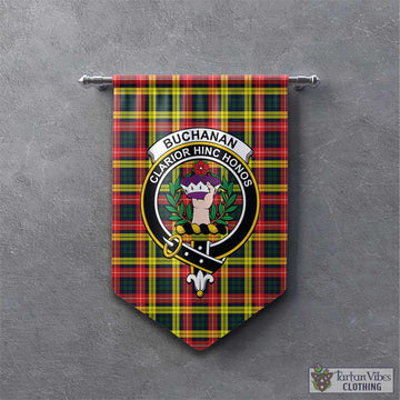 Buchanan Modern Tartan Gonfalon, Tartan Banner with Family Crest