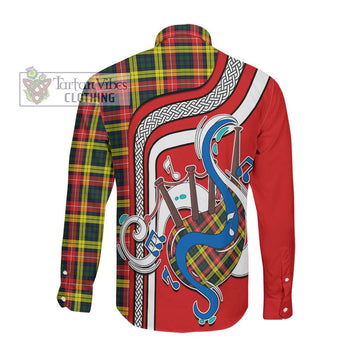 Buchanan Modern Tartan Long Sleeve Button Shirt with Epic Bagpipe Style