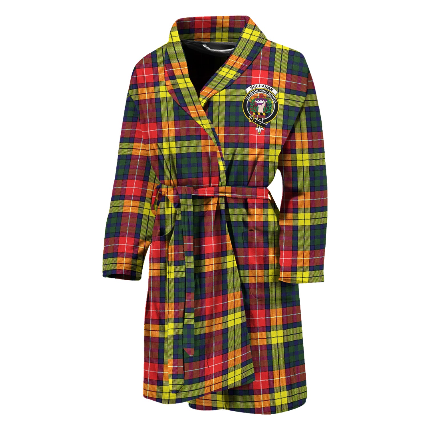 Buchanan Modern Tartan Bathrobe with Family Crest Unisex M - Tartan Vibes Clothing