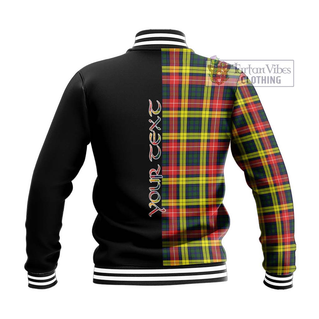 Buchanan Modern Tartan Baseball Jacket with Family Crest and Half Of Me Style - Tartanvibesclothing Shop