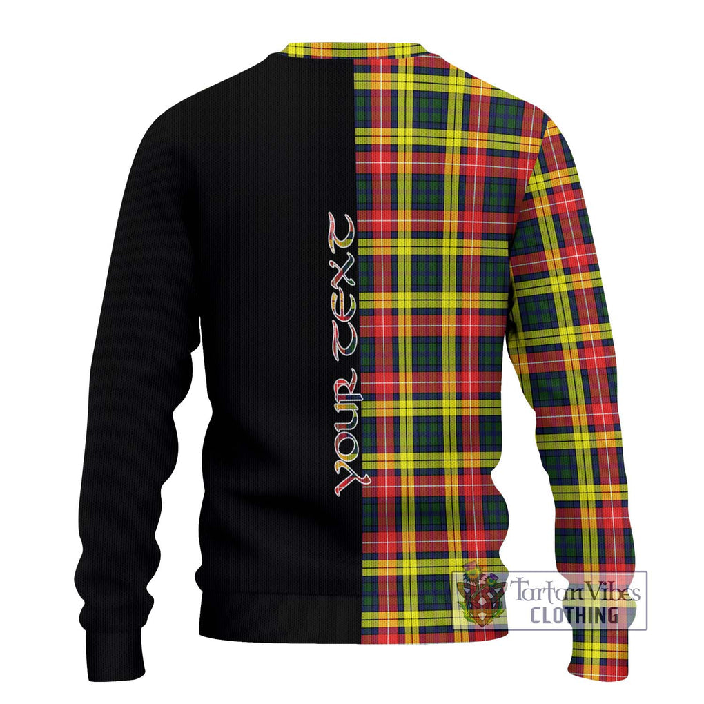 Buchanan Modern Tartan Knitted Sweater with Family Crest and Half Of Me Style - Tartanvibesclothing Shop