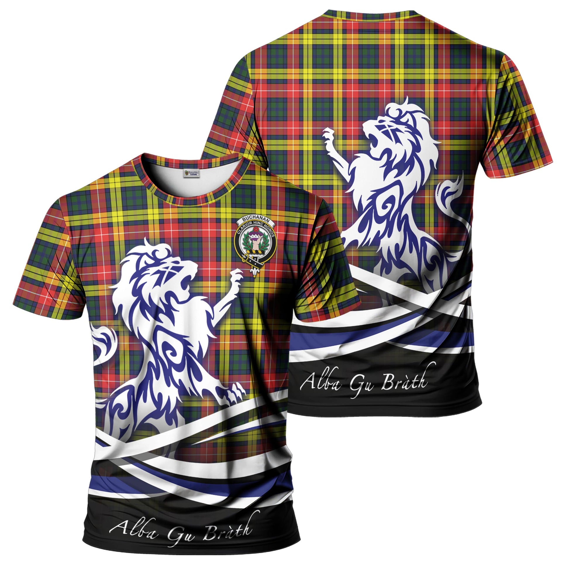 buchanan-modern-tartan-t-shirt-with-alba-gu-brath-regal-lion-emblem