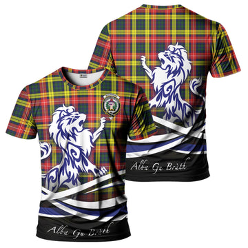 Buchanan Modern Tartan T-Shirt with Alba Gu Brath Regal Lion Emblem