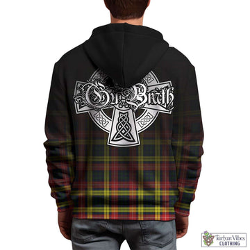 Buchanan Modern Tartan Hoodie Featuring Alba Gu Brath Family Crest Celtic Inspired