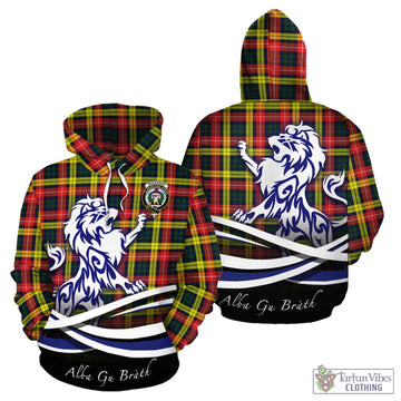 Buchanan Modern Tartan Hoodie with Alba Gu Brath Regal Lion Emblem