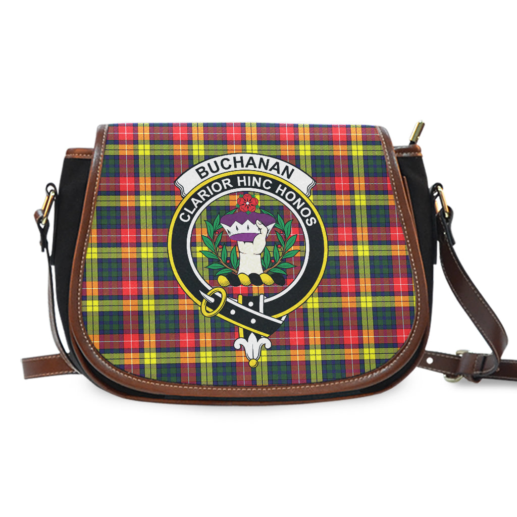 Buchanan Modern Tartan Saddle Bag with Family Crest - Tartan Vibes Clothing