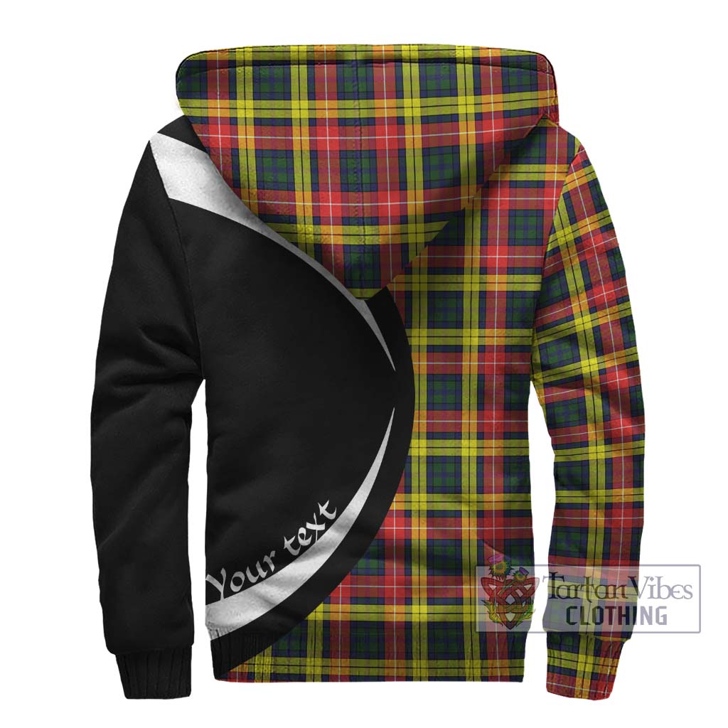 Buchanan Modern Tartan Sherpa Hoodie with Family Crest Circle Style - Tartan Vibes Clothing