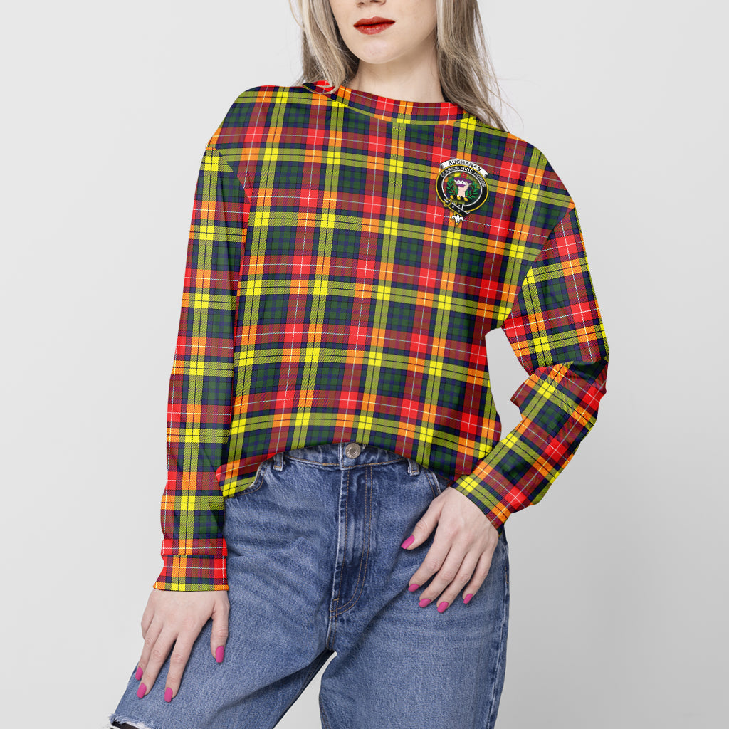 Buchanan Modern Tartan Sweatshirt with Family Crest - Tartan Vibes Clothing