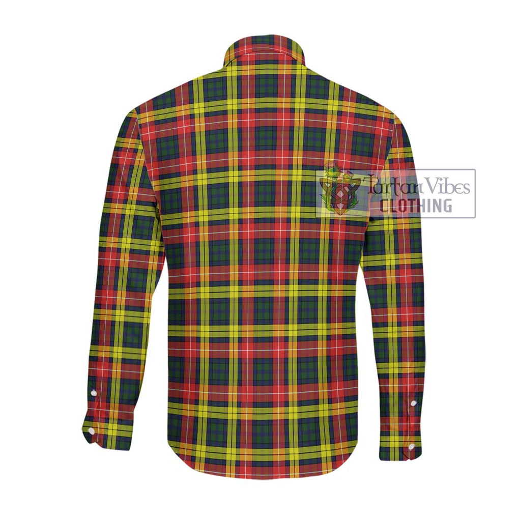 Buchanan Modern Tartan Long Sleeve Button Shirt with Family Crest DNA In Me Style - Tartanvibesclothing Shop