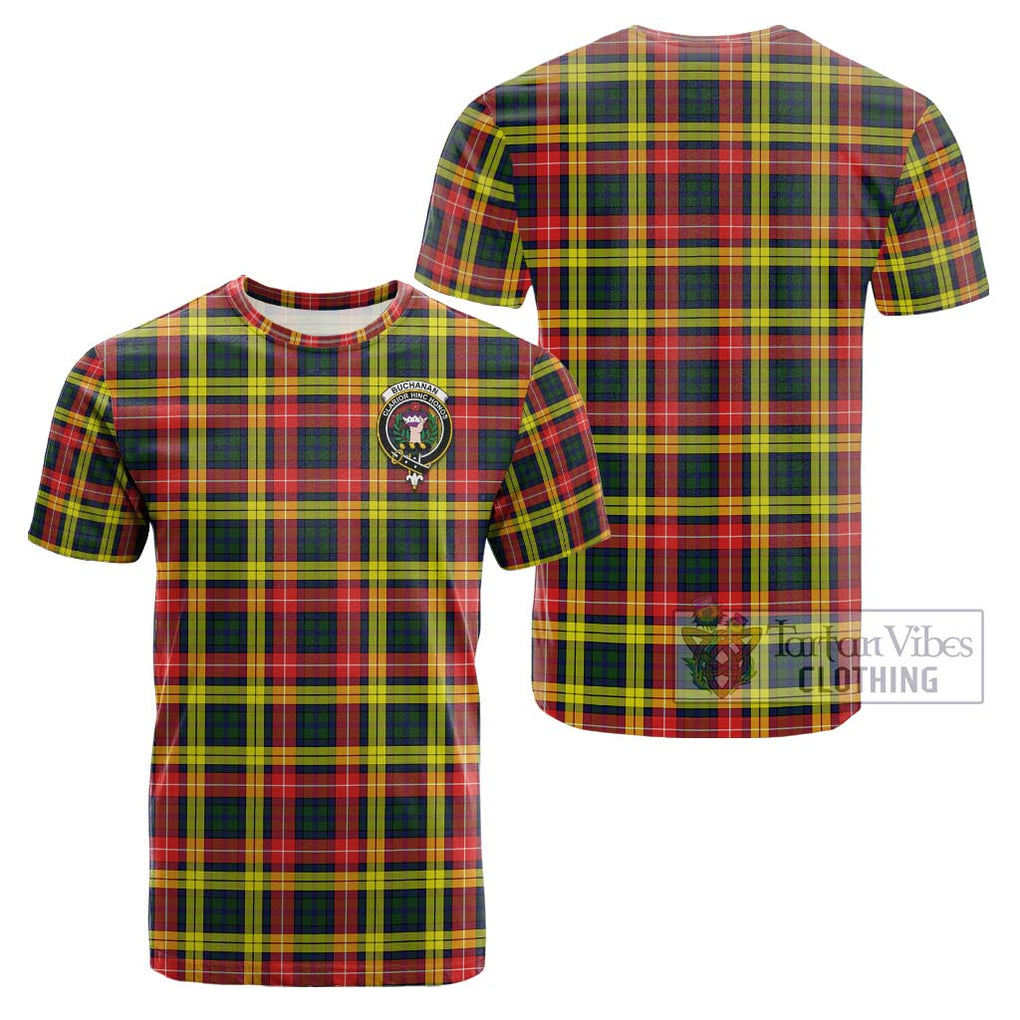 Buchanan Modern Tartan Cotton T-Shirt with Family Crest Kid's Shirt - Tartanvibesclothing Shop