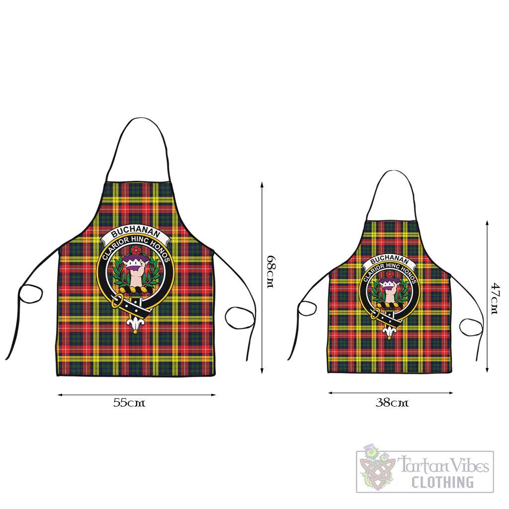 Buchanan Modern Tartan Apron with Family Crest Black L 55x68 cm - Tartan Vibes Clothing