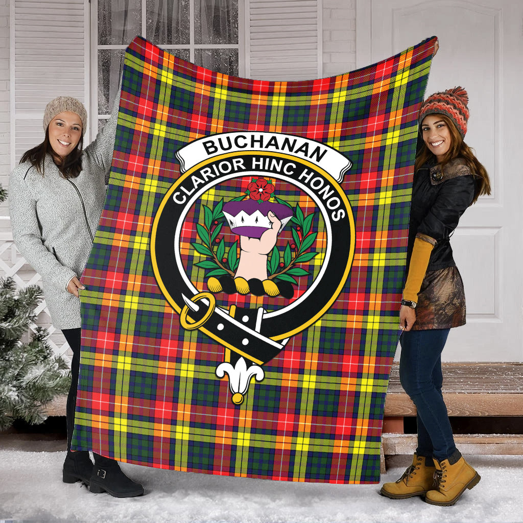 Buchanan Modern Tartan Blanket with Family Crest - Tartan Vibes Clothing