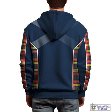 Buchanan Modern Tartan Hoodie with Family Crest and Lion Rampant Vibes Sport Style