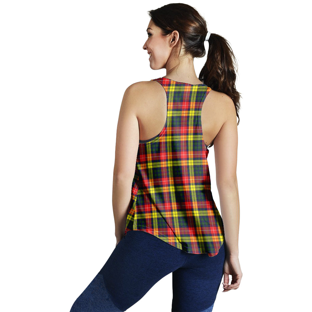 Buchanan Modern Tartan Women Racerback Tanks with Family Crest - Tartanvibesclothing