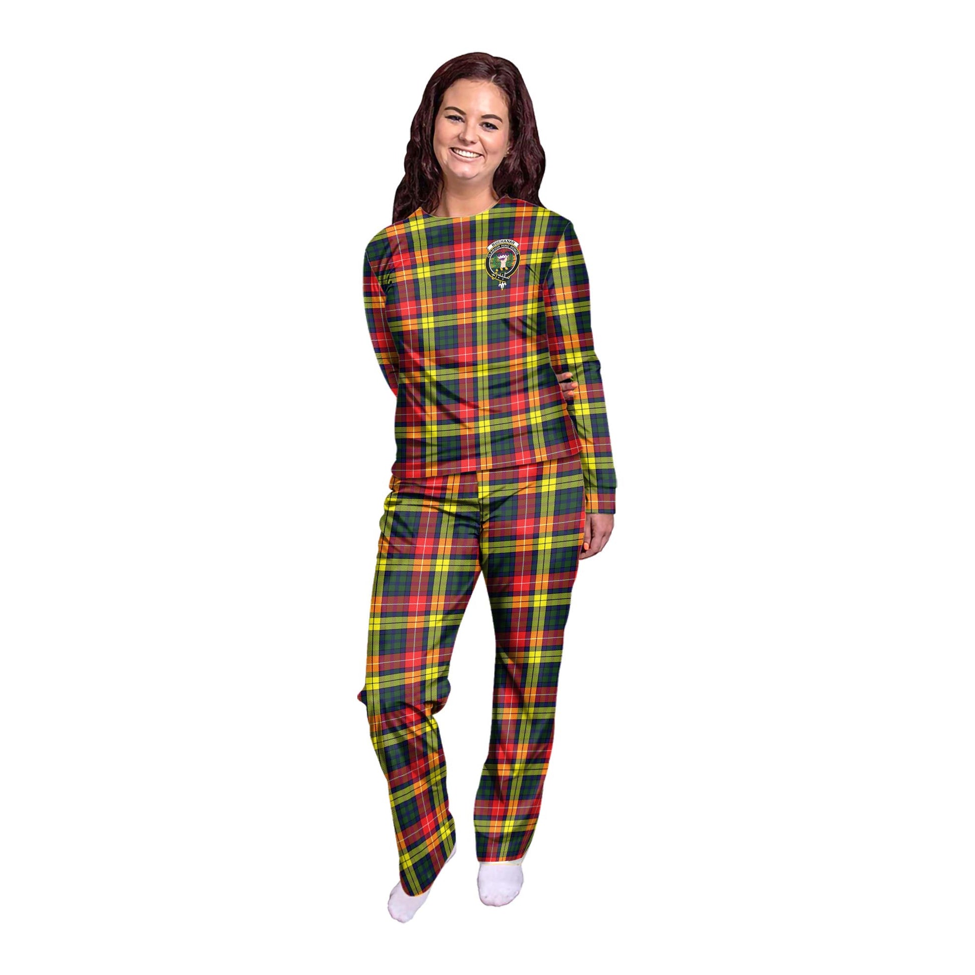 Buchanan Modern Tartan Pajamas Family Set with Family Crest - Tartan Vibes Clothing