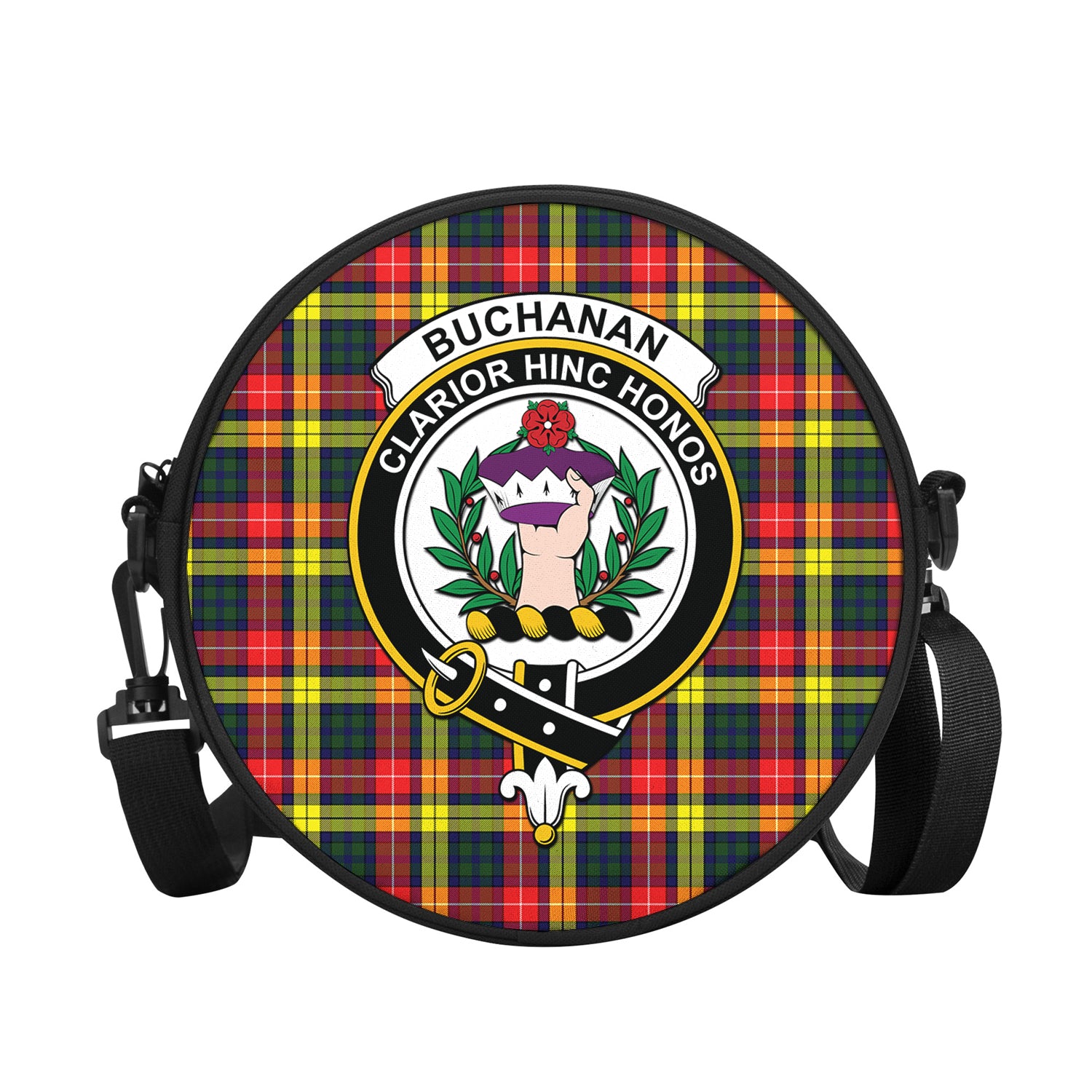 Buchanan Modern Tartan Round Satchel Bags with Family Crest - Tartanvibesclothing