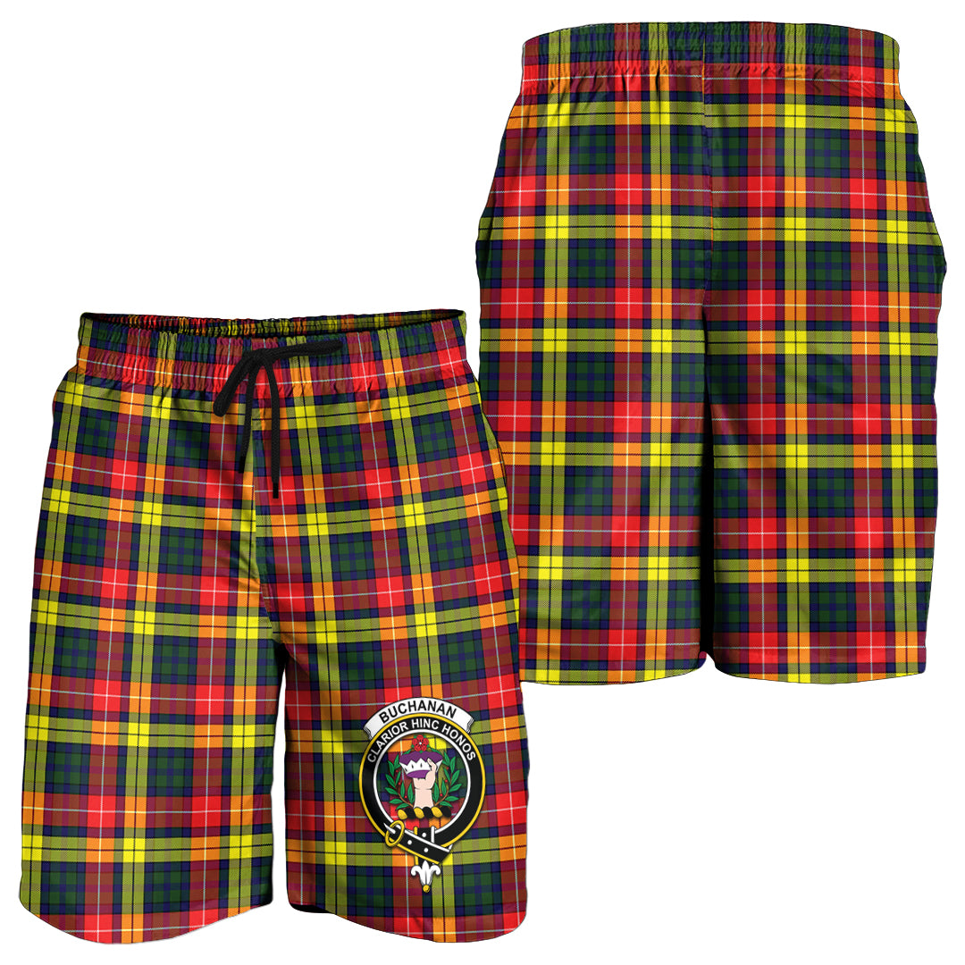 Buchanan Modern Tartan Mens Shorts with Family Crest - Tartanvibesclothing