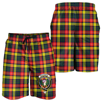 Buchanan Modern Tartan Mens Shorts with Family Crest