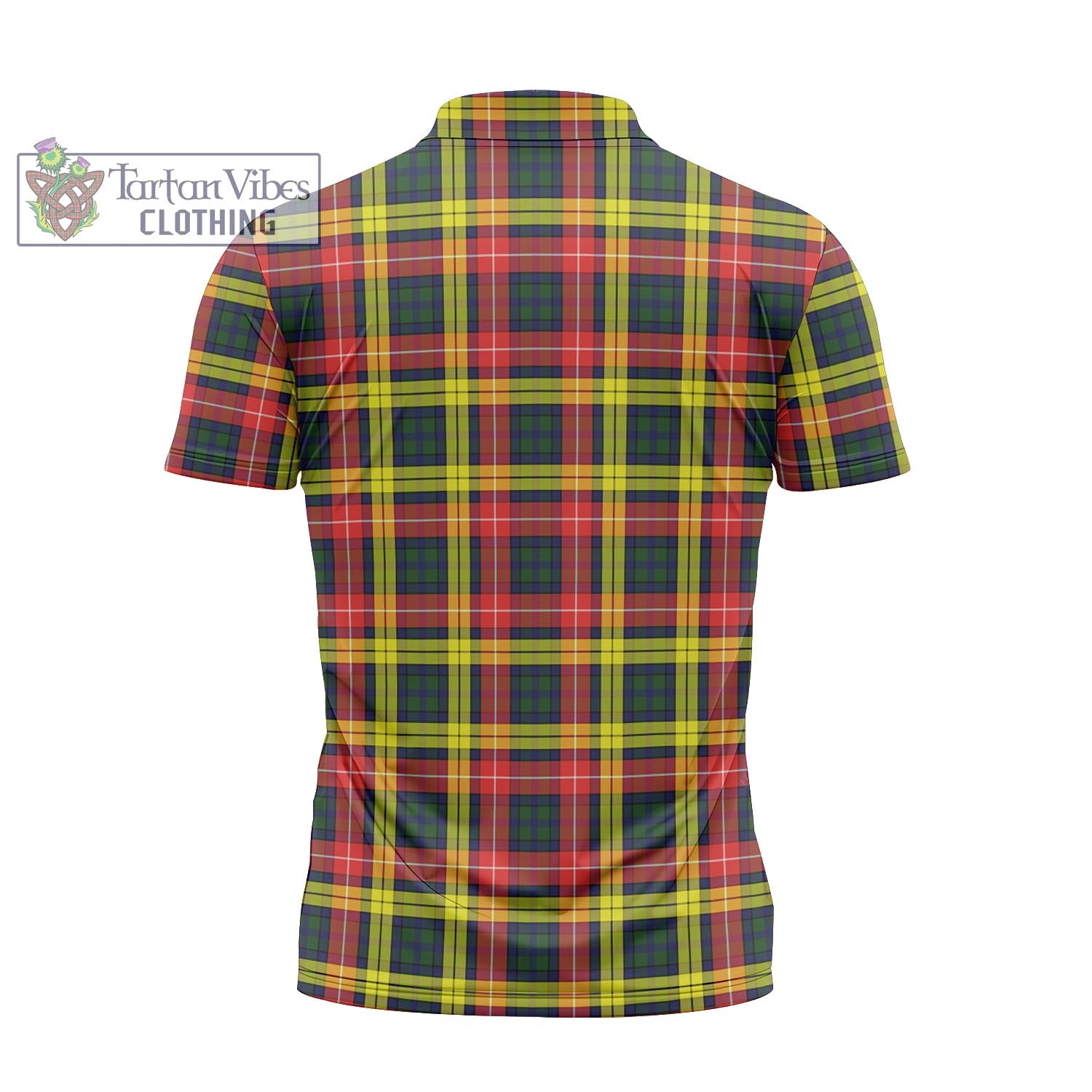 Tartan Vibes Clothing Buchanan Modern Tartan Zipper Polo Shirt with Family Crest