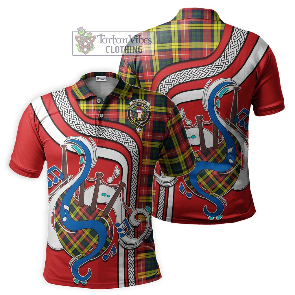 Tartan Vibes Clothing Buchanan Modern Tartan Polo Shirt with Epic Bagpipe Style