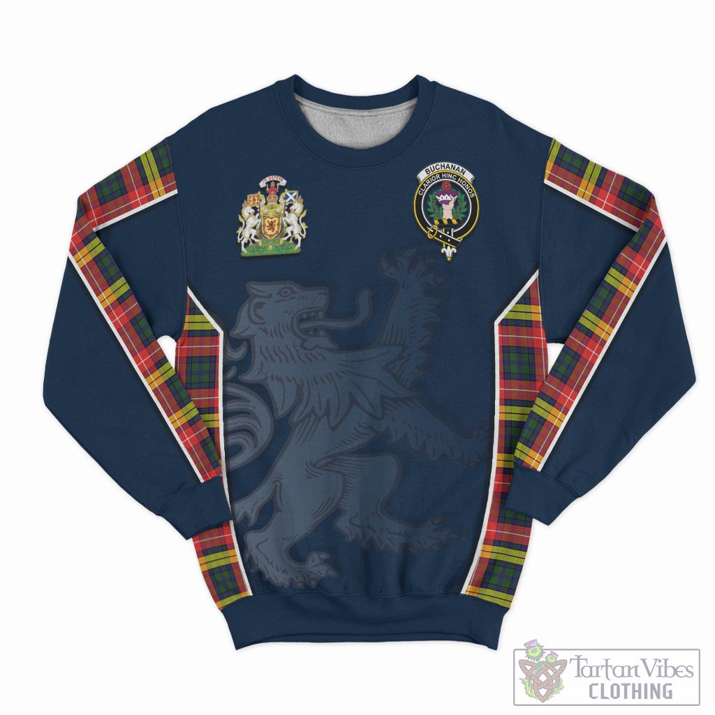 Tartan Vibes Clothing Buchanan Modern Tartan Sweater with Family Crest and Lion Rampant Vibes Sport Style