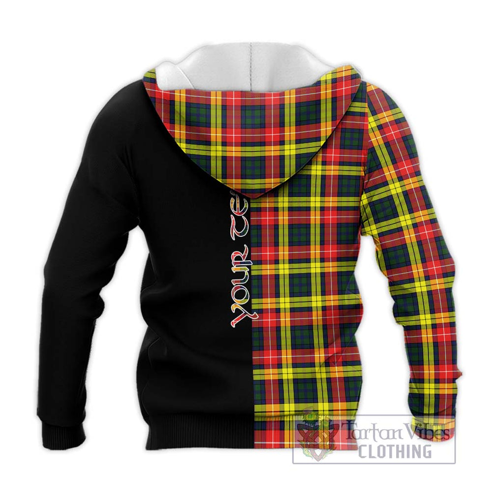 Buchanan Modern Tartan Knitted Hoodie with Family Crest and Half Of Me Style - Tartanvibesclothing Shop