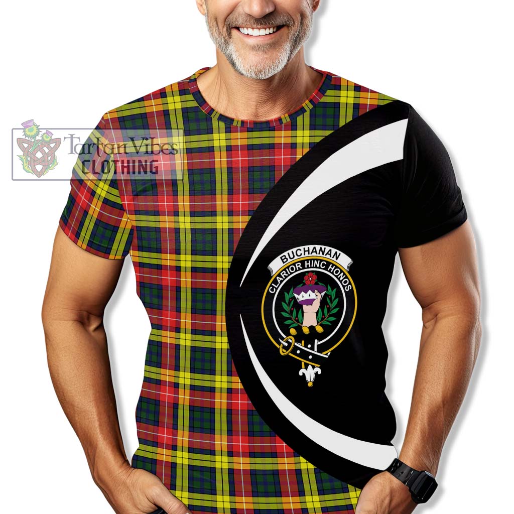 Tartan Vibes Clothing Buchanan Modern Tartan T-Shirt with Family Crest Circle Style