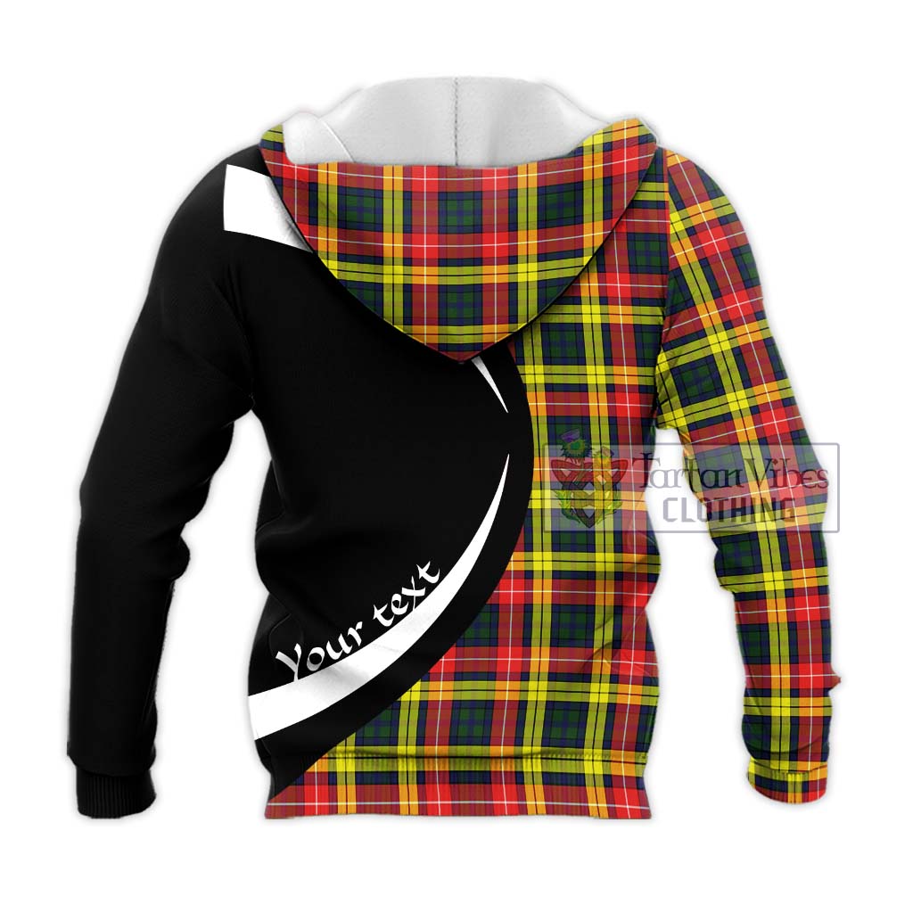 Buchanan Modern Tartan Knitted Hoodie with Family Crest Circle Style - Tartan Vibes Clothing