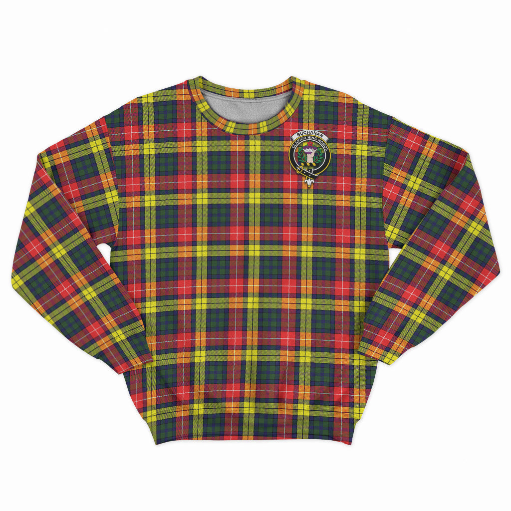 Buchanan Modern Tartan Sweatshirt with Family Crest - Tartan Vibes Clothing