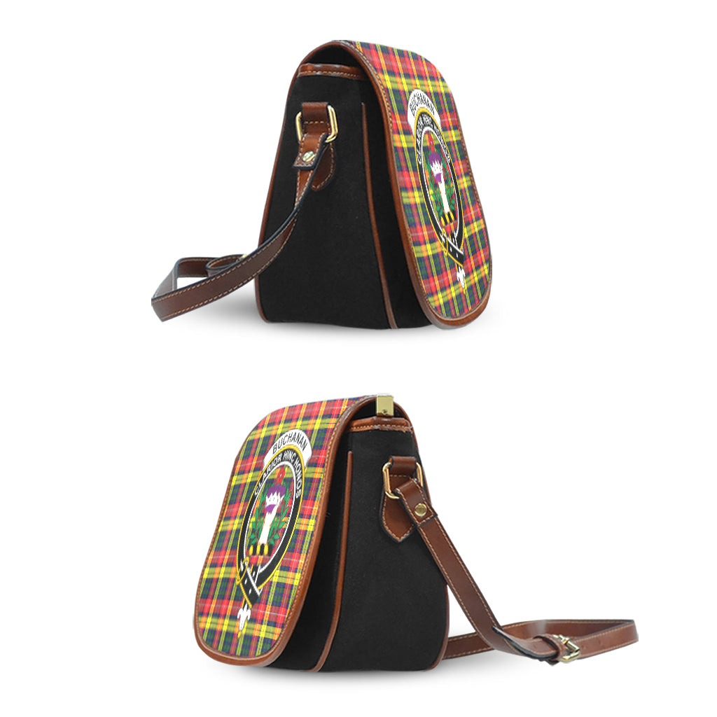 Buchanan Modern Tartan Saddle Bag with Family Crest - Tartan Vibes Clothing