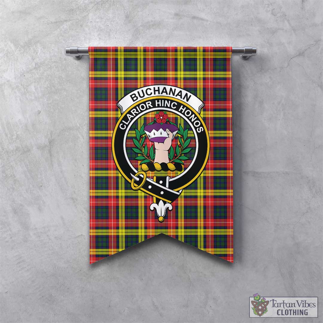 Tartan Vibes Clothing Buchanan Modern Tartan Gonfalon, Tartan Banner with Family Crest