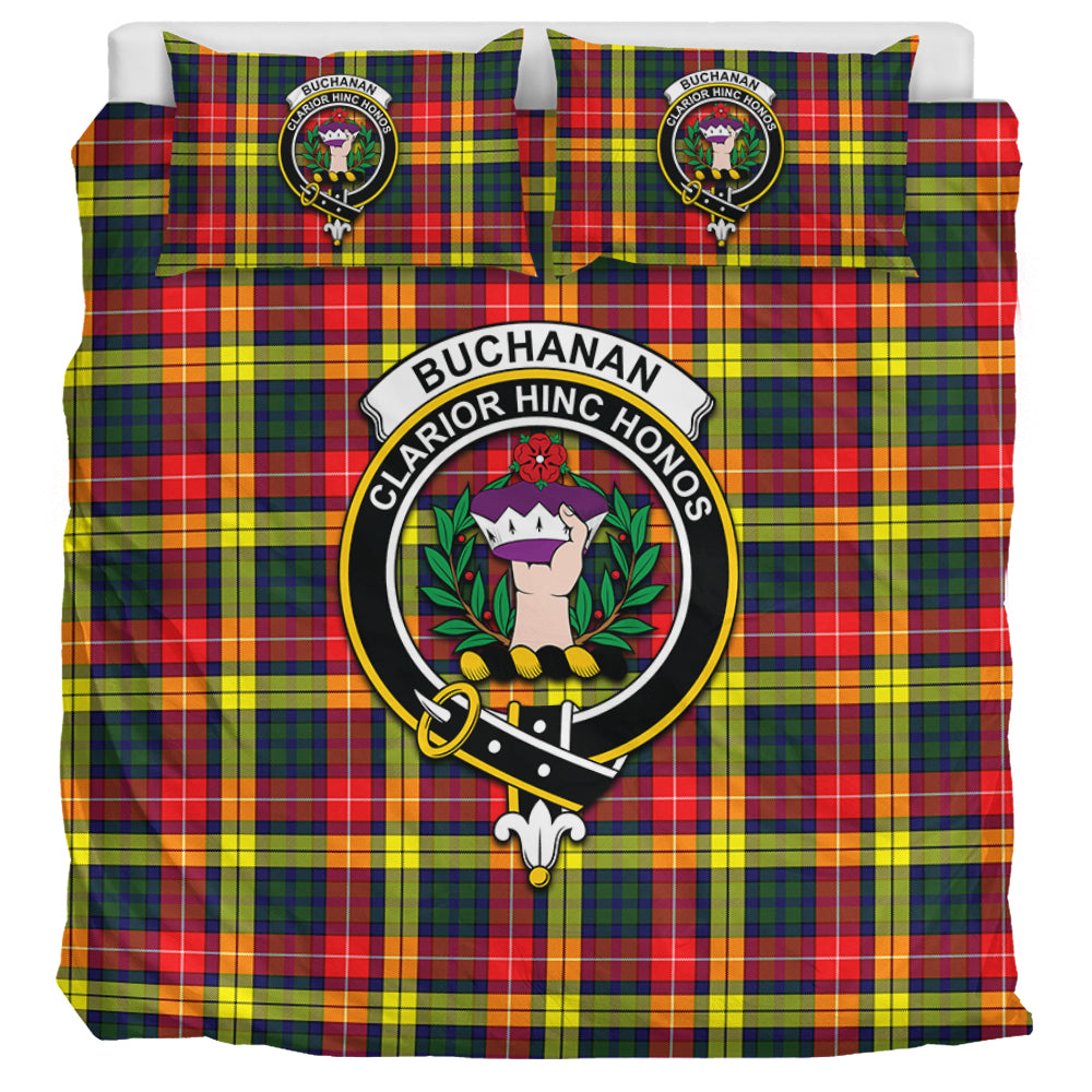 Buchanan Modern Tartan Bedding Set with Family Crest UK Bedding Set UK Super King 104*94 inch - Tartan Vibes Clothing