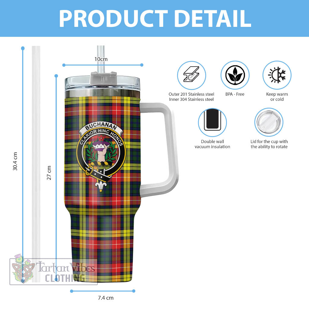 Tartan Vibes Clothing Buchanan Modern Tartan and Family Crest Tumbler with Handle