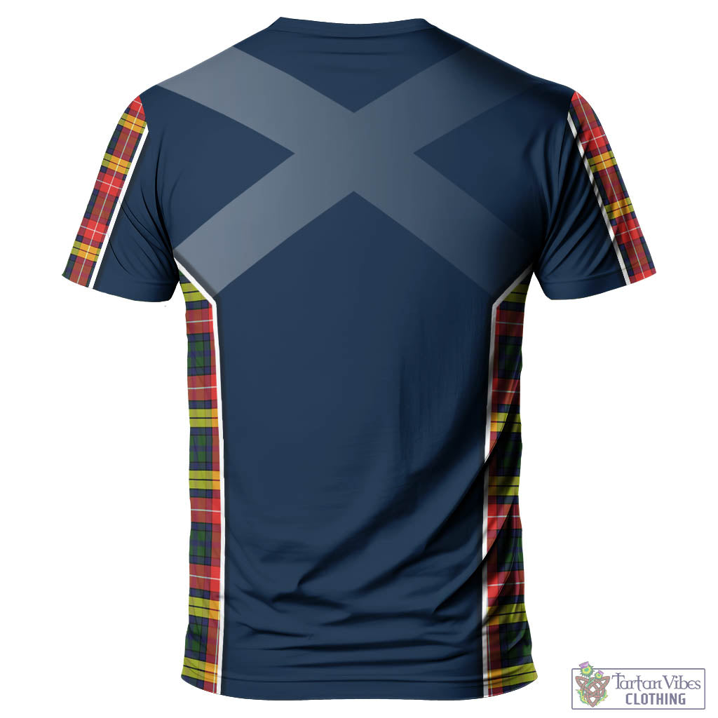 Tartan Vibes Clothing Buchanan Modern Tartan T-Shirt with Family Crest and Lion Rampant Vibes Sport Style