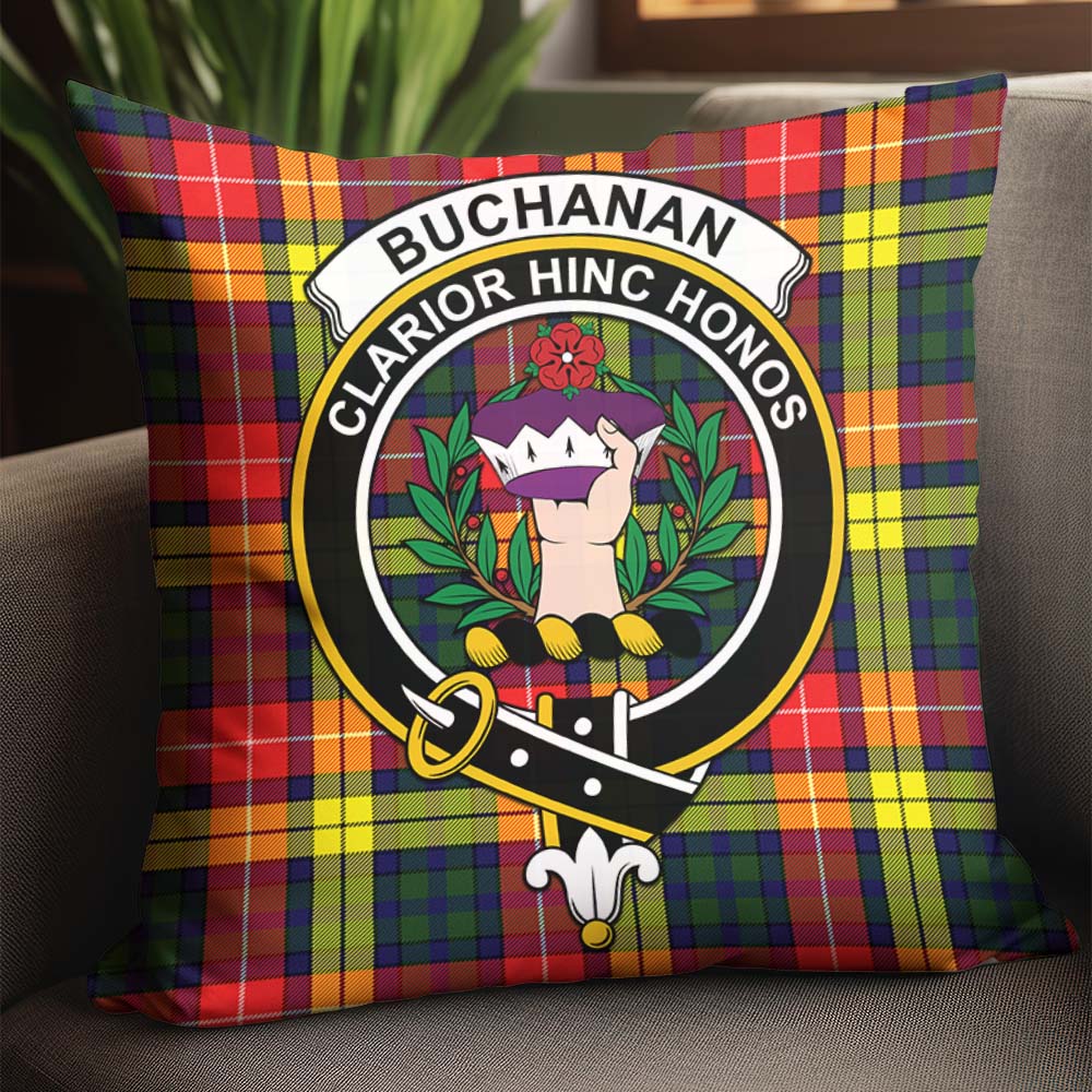 Buchanan Modern Tartan Pillow Cover with Family Crest - Tartanvibesclothing