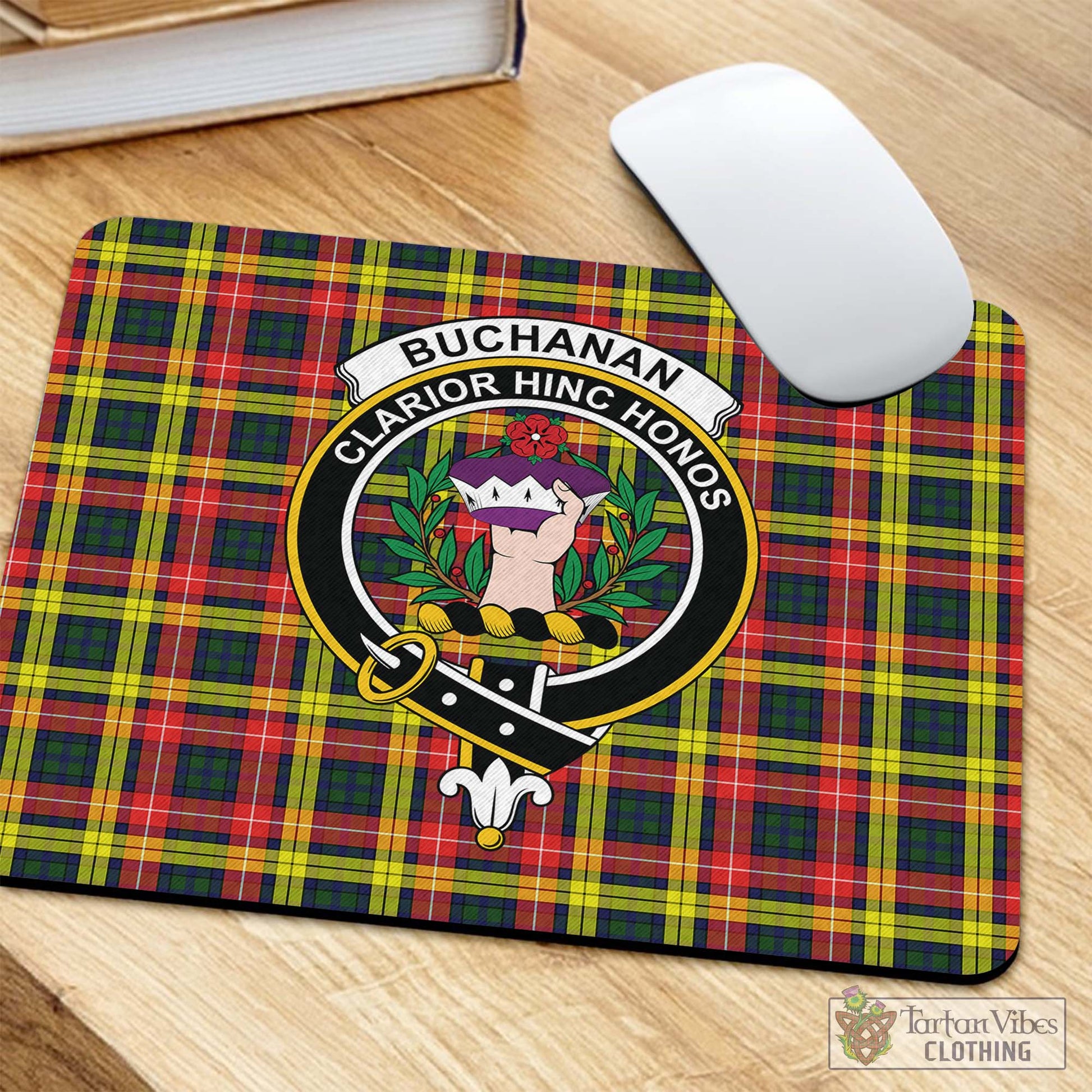 Tartan Vibes Clothing Buchanan Modern Tartan Mouse Pad with Family Crest