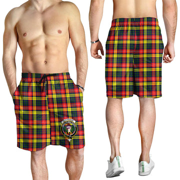 Buchanan Modern Tartan Mens Shorts with Family Crest