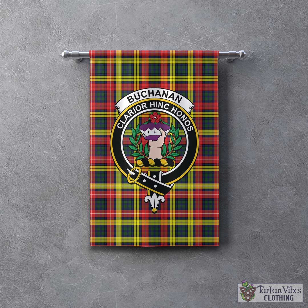 Tartan Vibes Clothing Buchanan Modern Tartan Gonfalon, Tartan Banner with Family Crest