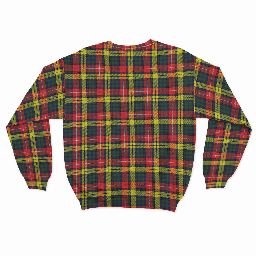 Buchanan Modern Tartan Sweatshirt with Family Crest - Tartan Vibes Clothing