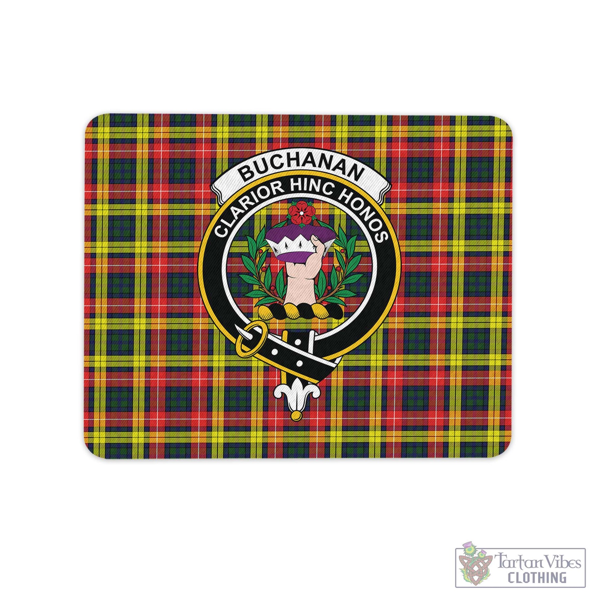 Tartan Vibes Clothing Buchanan Modern Tartan Mouse Pad with Family Crest