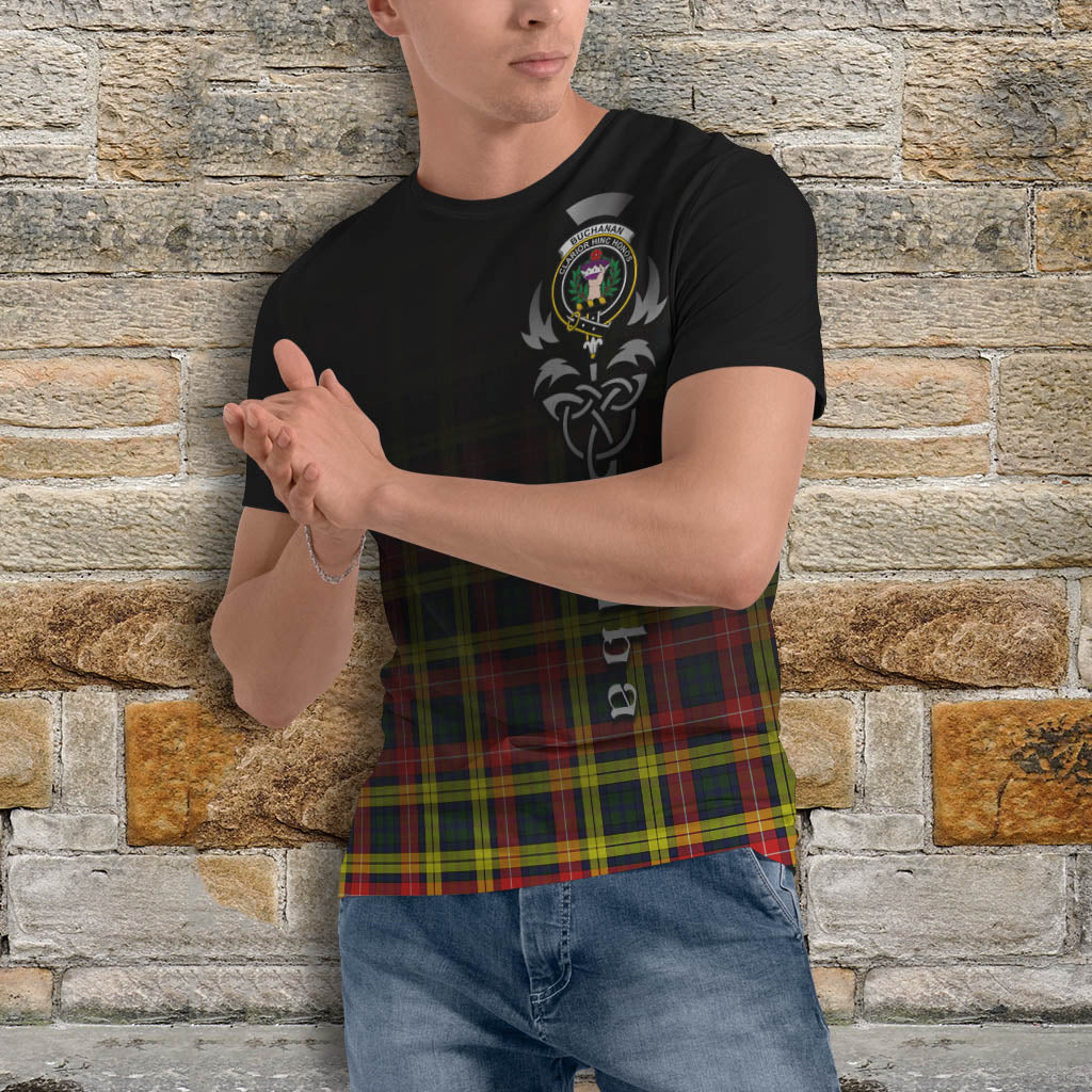 Tartan Vibes Clothing Buchanan Modern Tartan T-Shirt Featuring Alba Gu Brath Family Crest Celtic Inspired