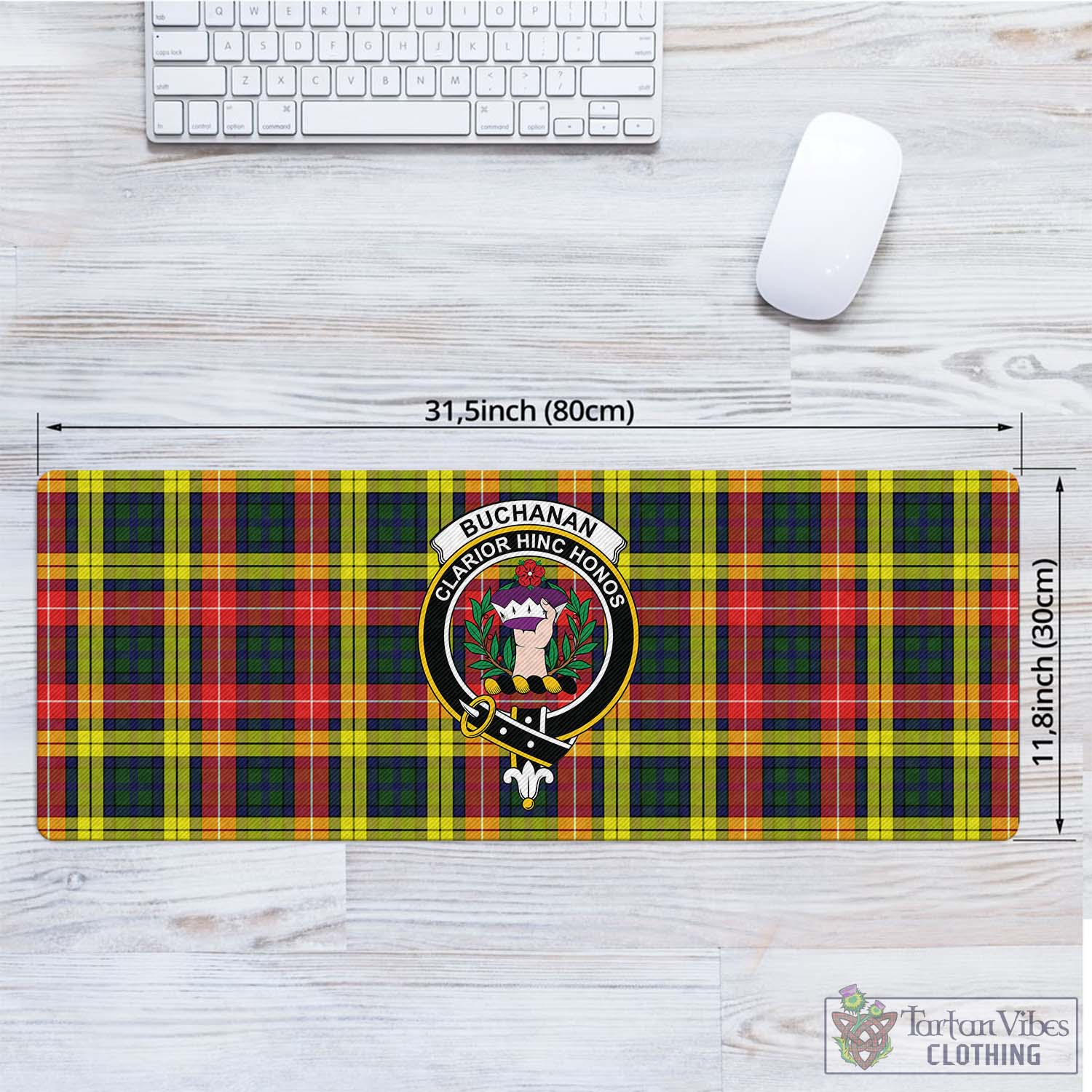 Tartan Vibes Clothing Buchanan Modern Tartan Mouse Pad with Family Crest